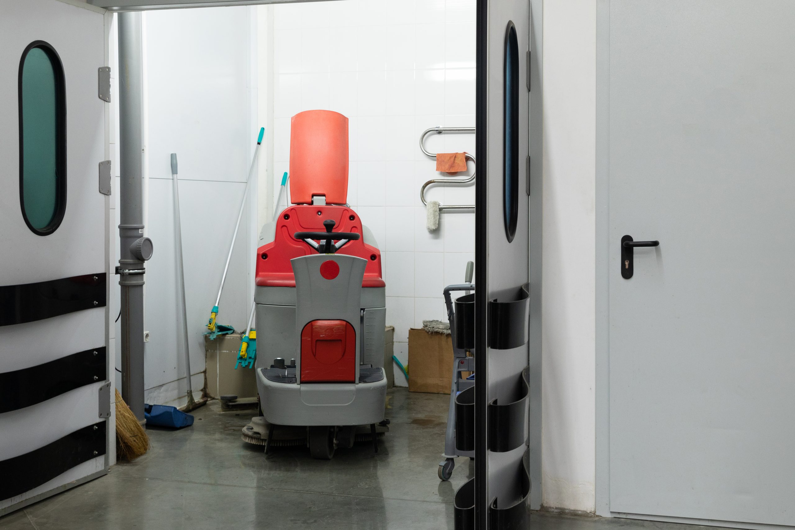 equipment for mopping floors in automatic mode supermarkets and huge stores.